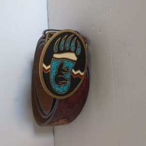 Leather belt with buckle